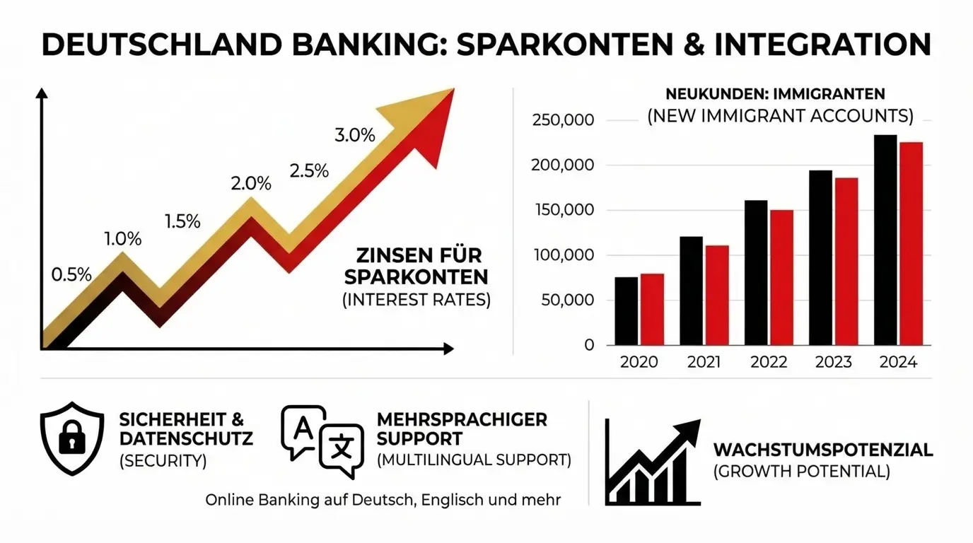 Marktentwicklung und Zinssätze für Sparguthaben in Deutschland - Infografik